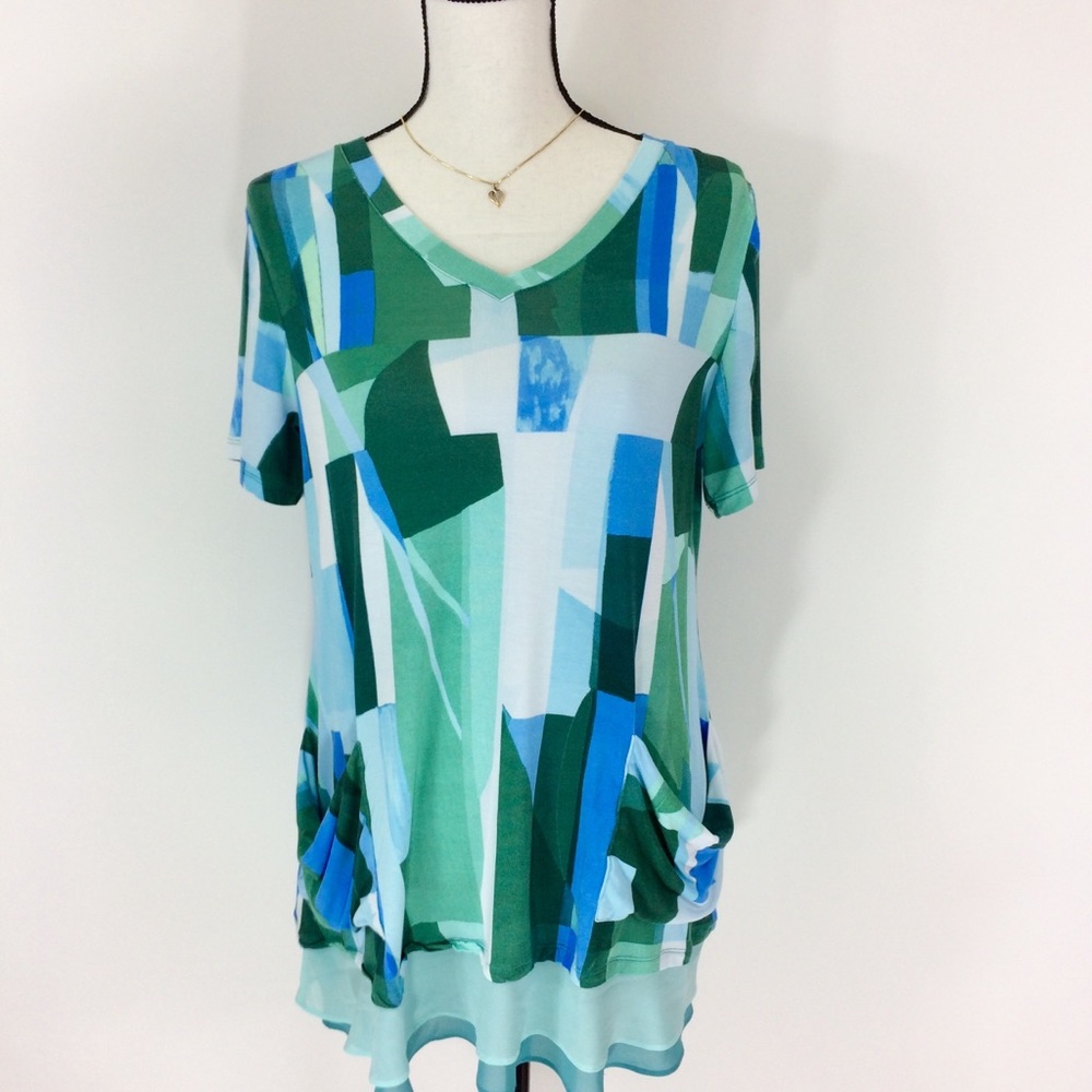 LOGO Ruffle Hem Tunic Top M